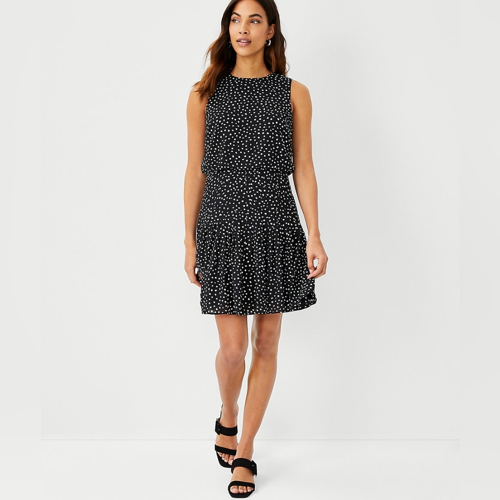 Ann Taylor Black and White Polka Dot Midi Dress